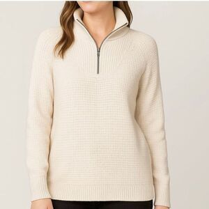 RDI cream waffle quarter zip tunic sweater M